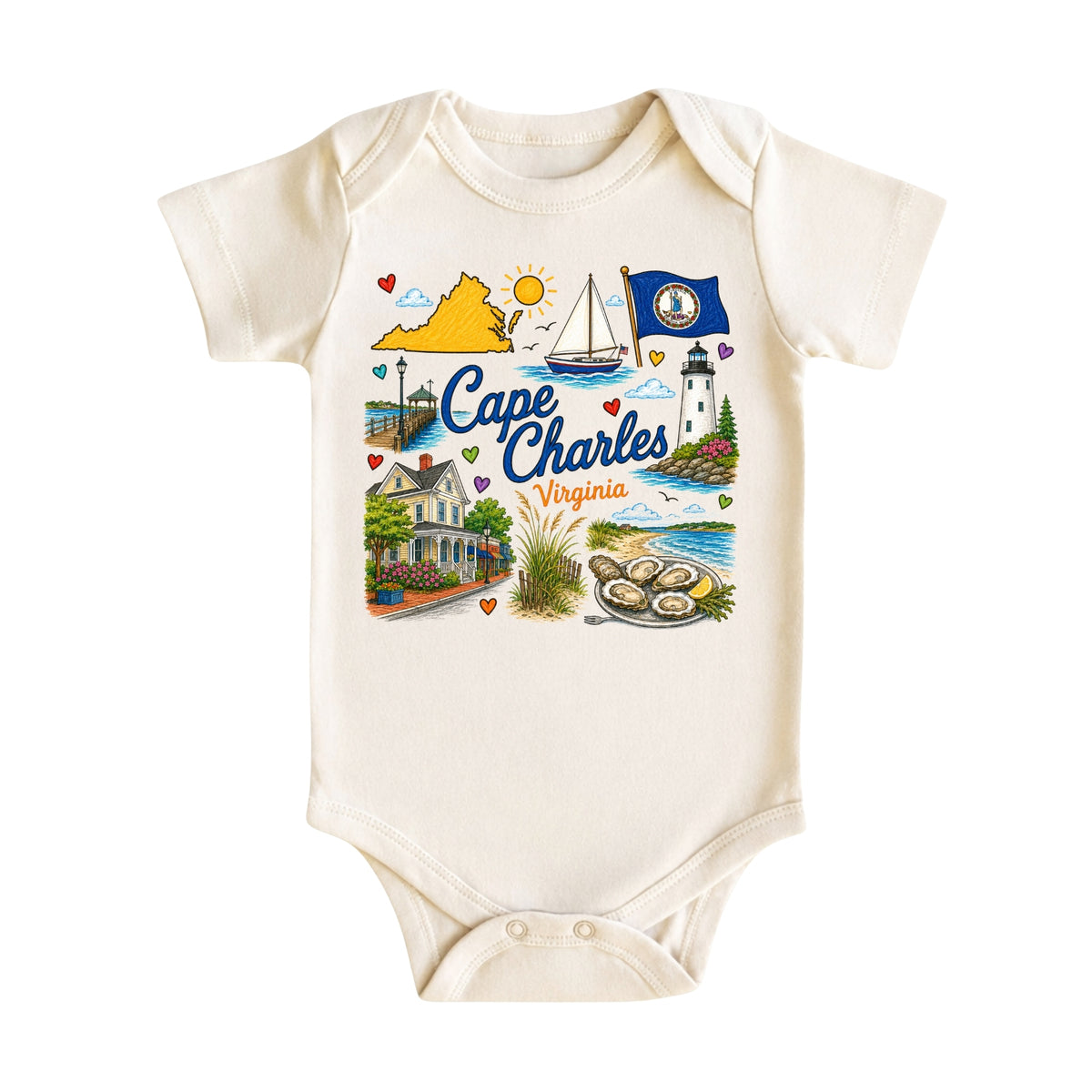 Cape Charles Virginia Baby Bodysuit for Boys Girls