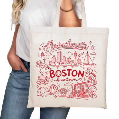 Boston Symbols Tote Bag