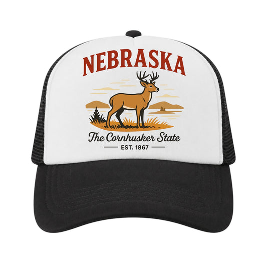 Nebraska Trucker Hat for Kids & Adults, Nebraska Road Trip Vacation Hat