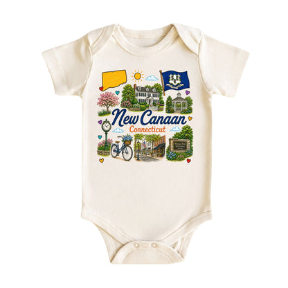 New Canaan Connecticut Baby Bodysuit for Boys Girls