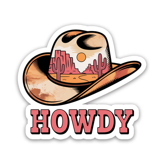 Howdy Cowboy Hat Vintage Western Sticker