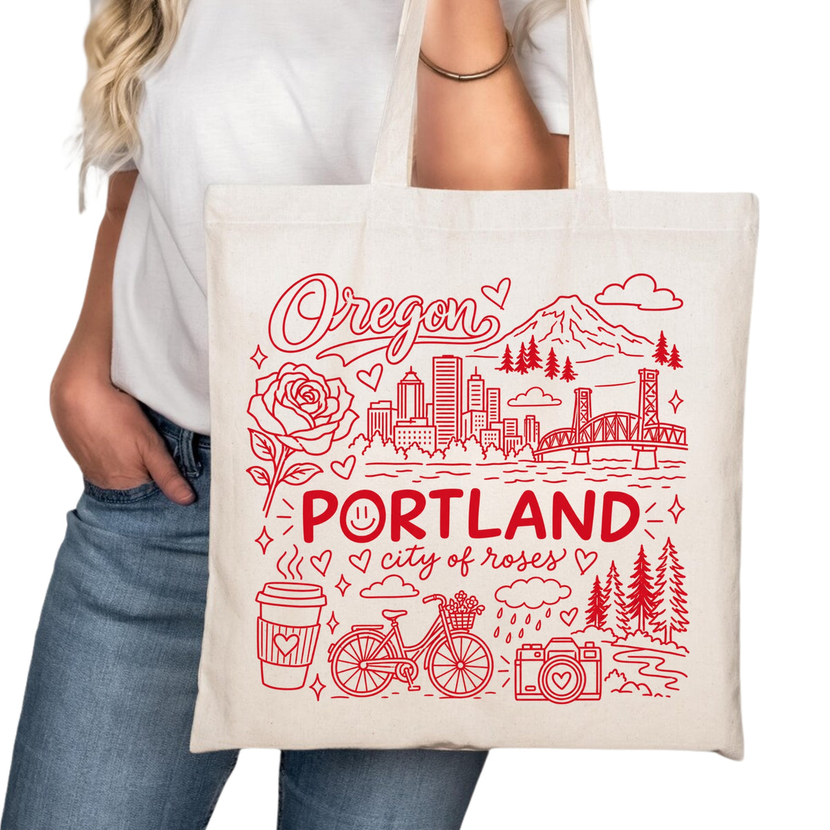 Portland Oregon Symbols Tote Bag