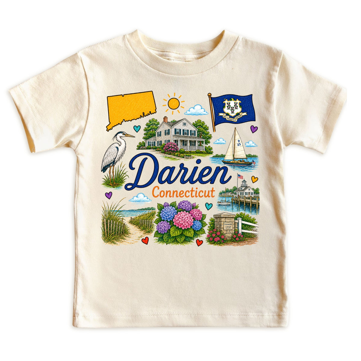 Darien Connecticut Baby Bodysuit for Boys Girls