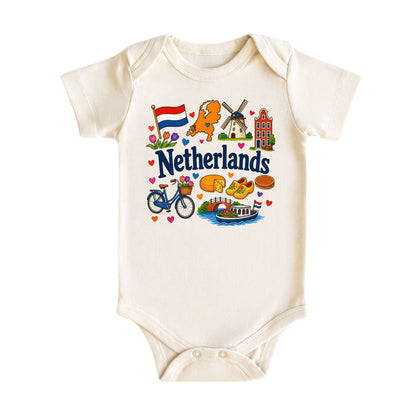 Netherlands Baby Bodysuit for Boys Girls