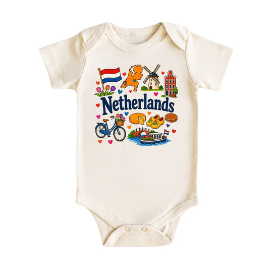 Netherlands Baby Bodysuit for Boys Girls