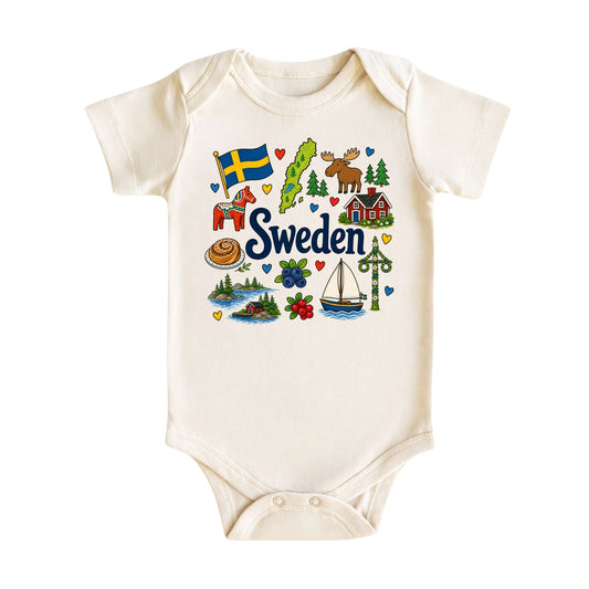 Sweden Baby Bodysuit for Boys Girls