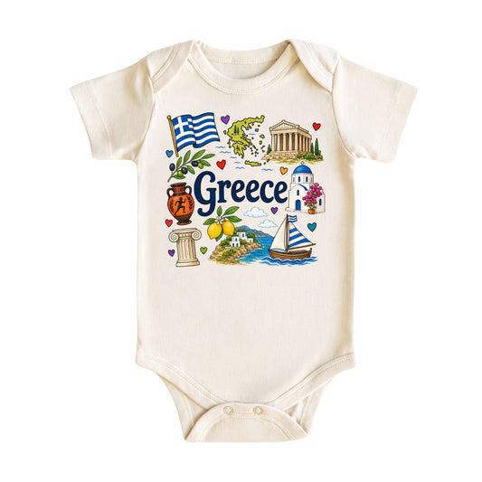 Greece Baby Bodysuit for Boys Girls