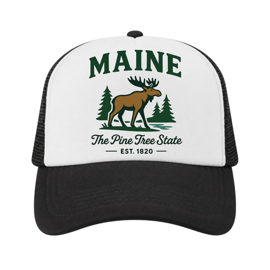 Maine Trucker Hat for Kids & Adults, Maine Road Trip Vacation Hat