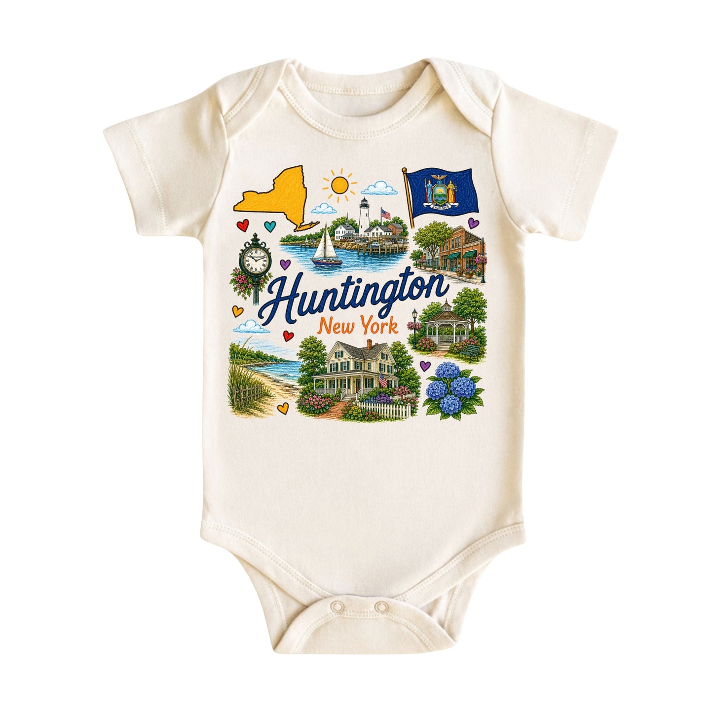 Huntington New York Baby Bodysuit for Boys Girls