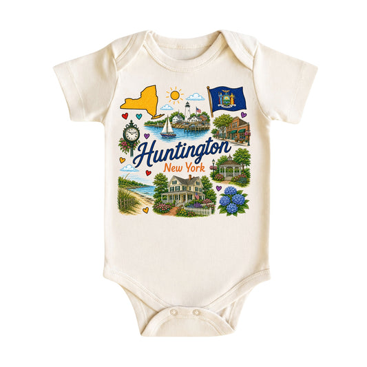 Huntington New York Baby Bodysuit for Boys Girls