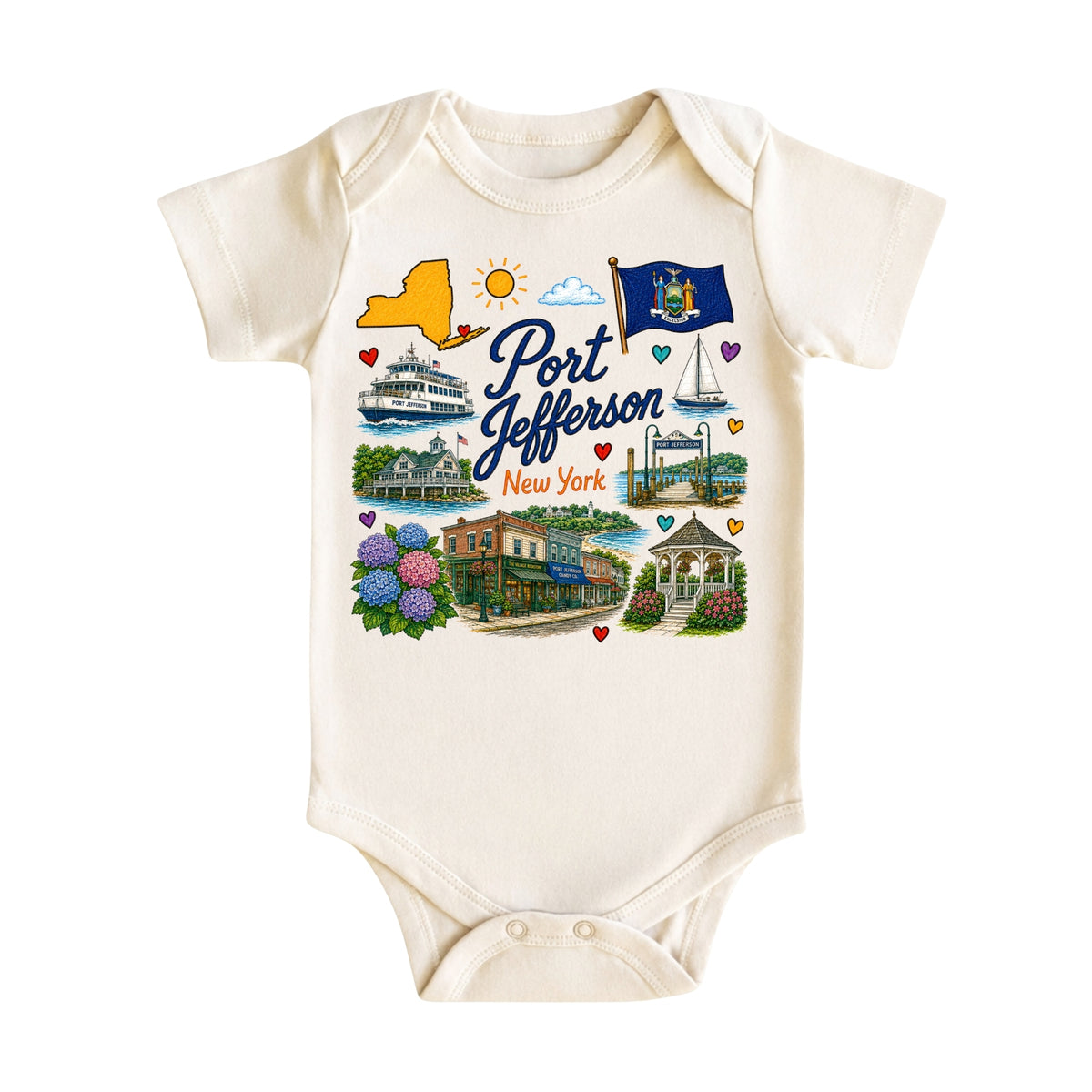 Port Jefferson New York Baby Bodysuit for Boys Girls