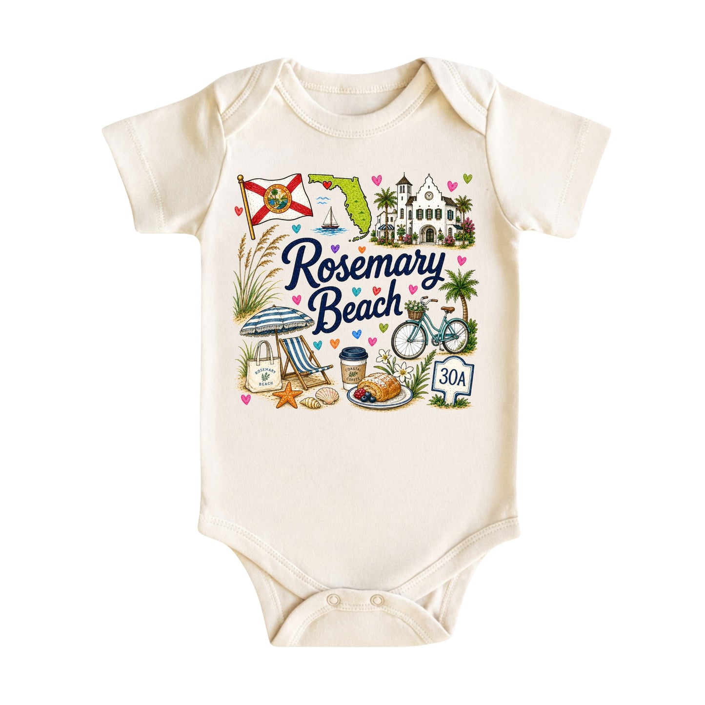 Rosemary Beach Florida Baby Bodysuit for Boys Girls