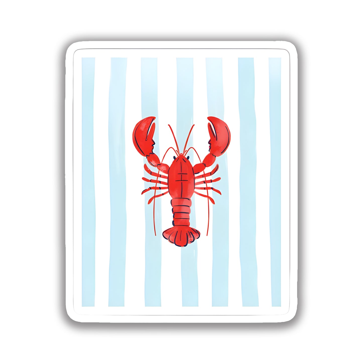 Coastal Blue Striped Lobster Watercolor Sticker