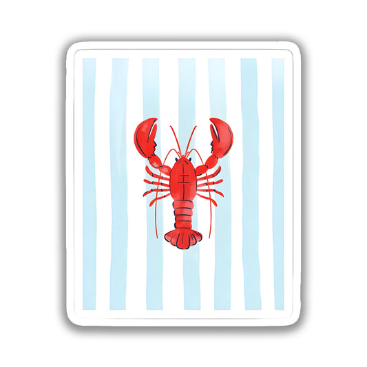 Coastal Blue Striped Lobster Watercolor Sticker