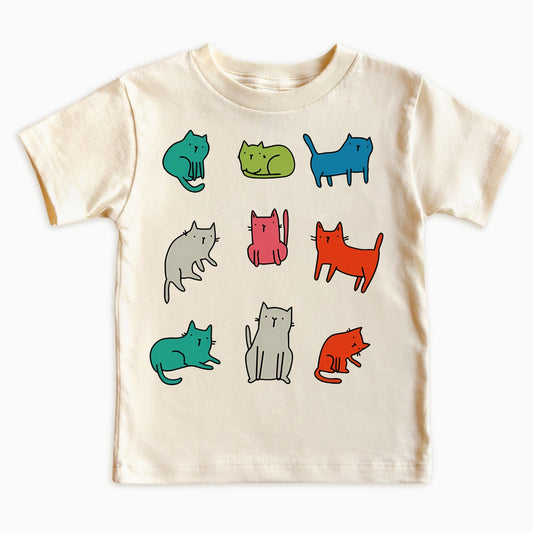 Colorful Doodle Cats Kids T-Shirt