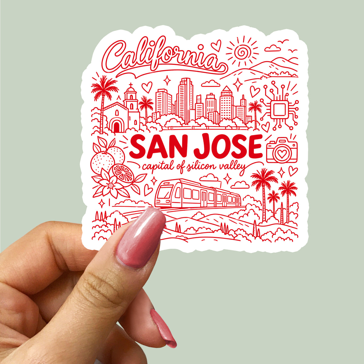 San Jose California Illustration Sticker