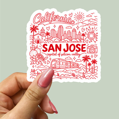 San Jose California Illustration Sticker