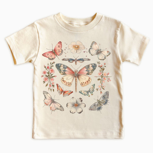 Vintage Watercolor Butterfly Garden Kids T-Shirt