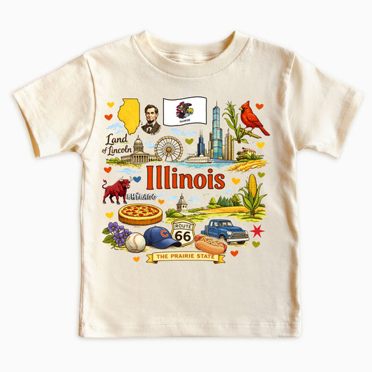 Illinois State Symbols Kids T-Shirt
