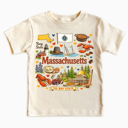 Massachusetts State Symbols Kids T-Shirt