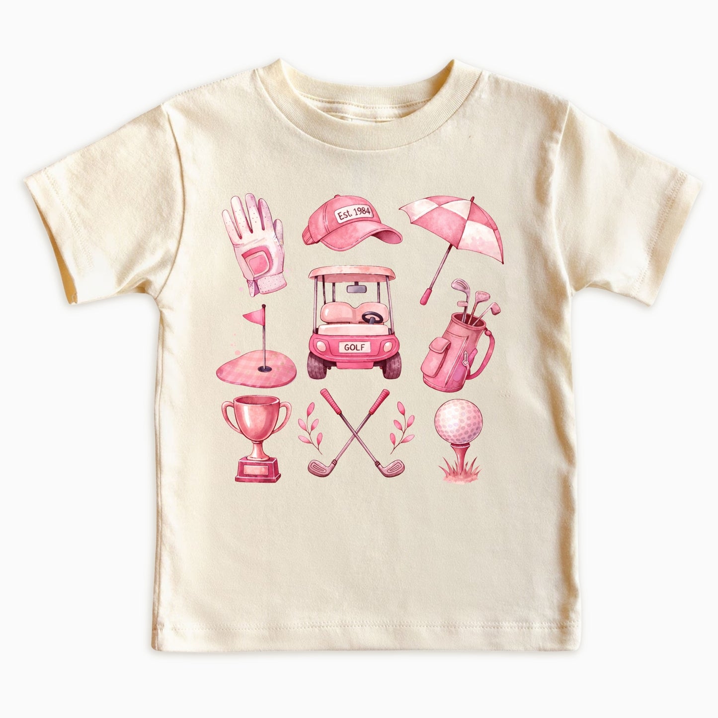 Kids Pink Golf Elements T-Shirt