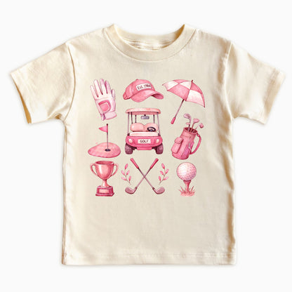 Kids Pink Golf Elements T-Shirt
