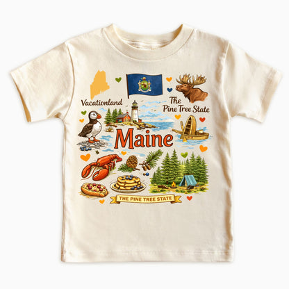 Maine State Symbols Kids T-Shirt