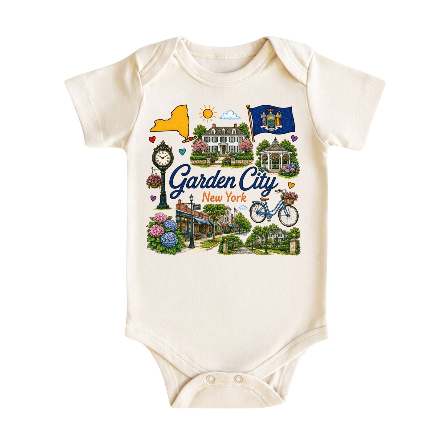 Garden City New York Baby Bodysuit for Boys Girls
