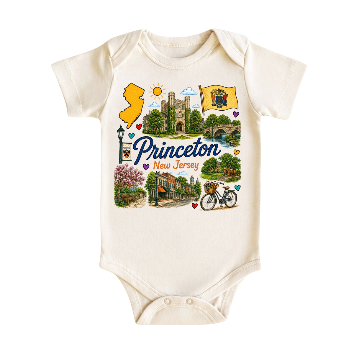 Princeton New Jersey Baby Bodysuit for Boys Girls