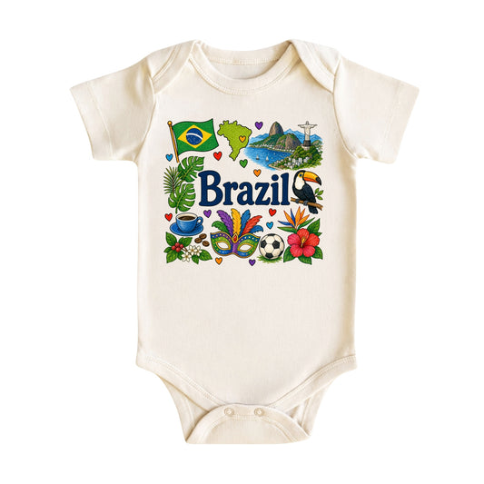 Brazil Baby Bodysuit for Boys Girls