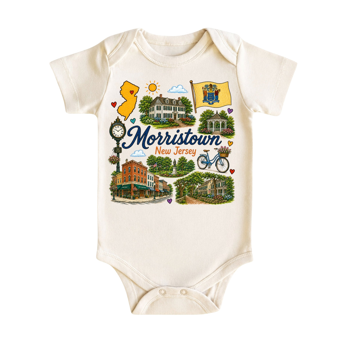Morristown New Jersey Baby Bodysuit for Boys Girls