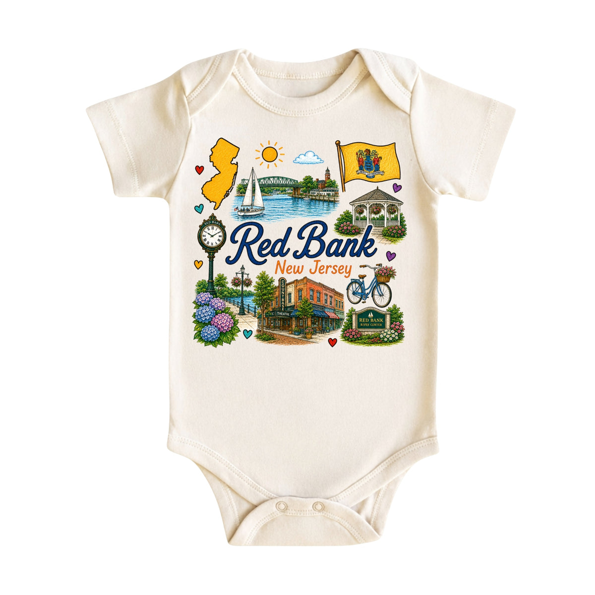 Red Bank New Jersey Baby Bodysuit for Boys Girls