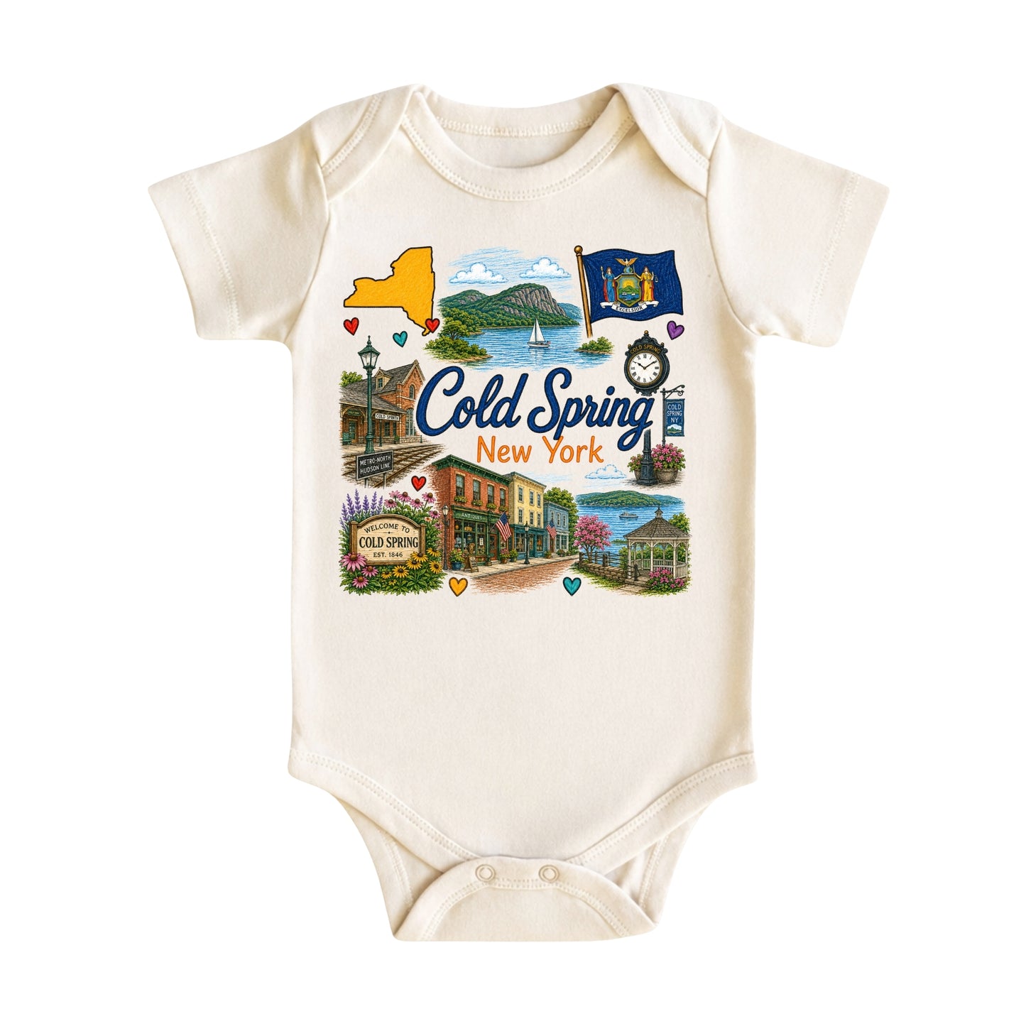 Cold Spring New York Baby Bodysuit for Boys Girls