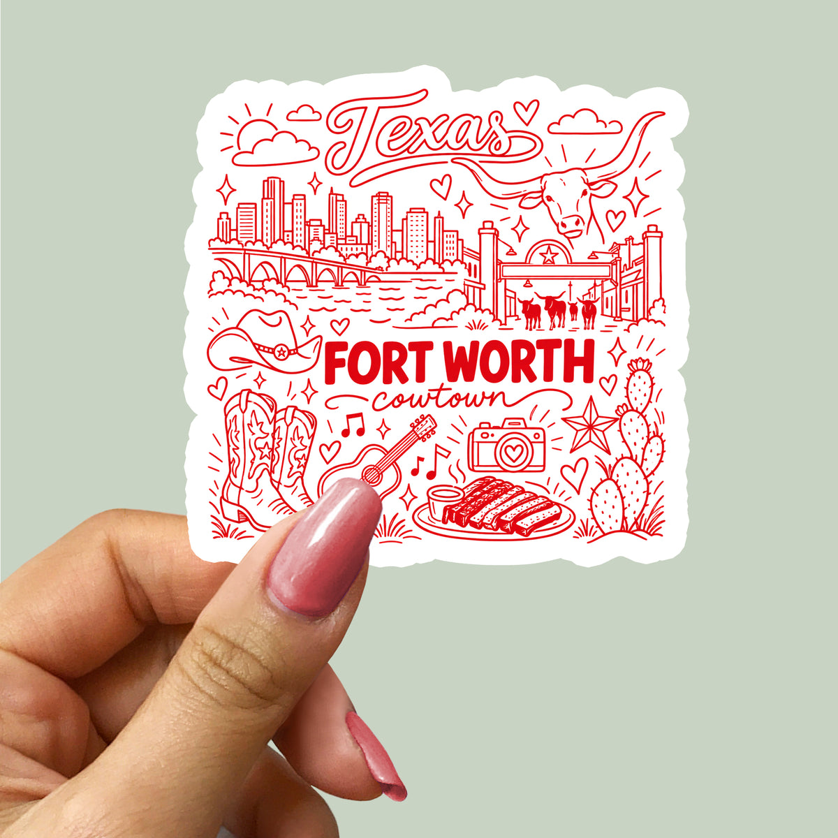 Fort Worth Texas Symbols Sticker