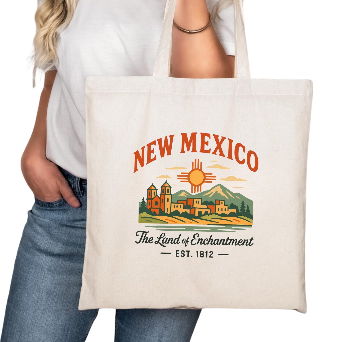 New Mexico Tote Bag, Albuquerque Las Cruces Rio Rancho Travel Market Bag