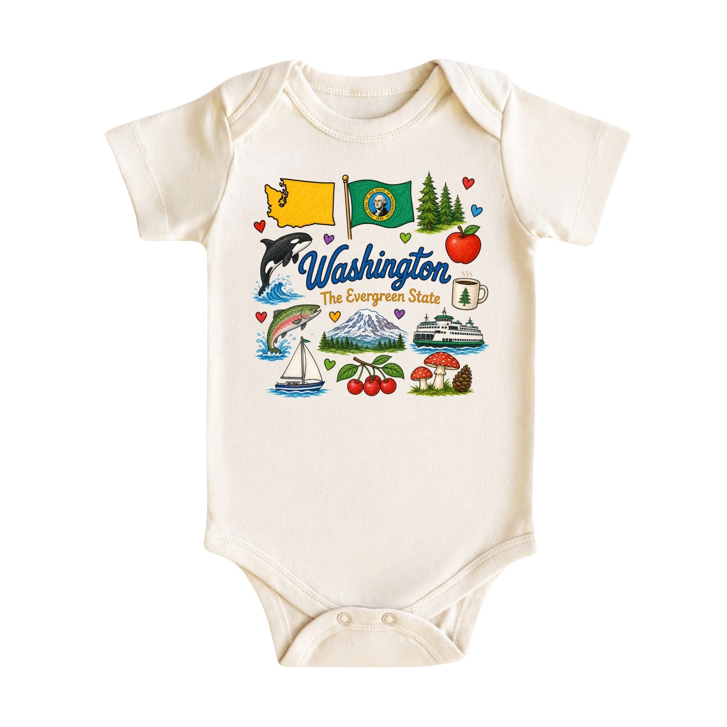 Washington Baby Bodysuit for Boys Girls