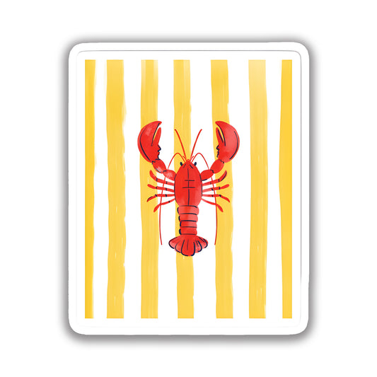 Sunny Yellow Striped Lobster Watercolor Sticker