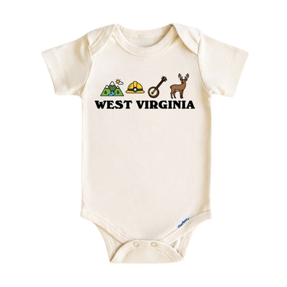 West Virginia Baby Onesie ®, Mountain State Baby Bodysuit for Boys Girls