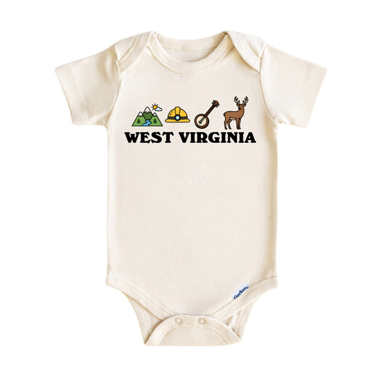 West Virginia Baby Onesie ®, Mountain State Baby Bodysuit for Boys Girls