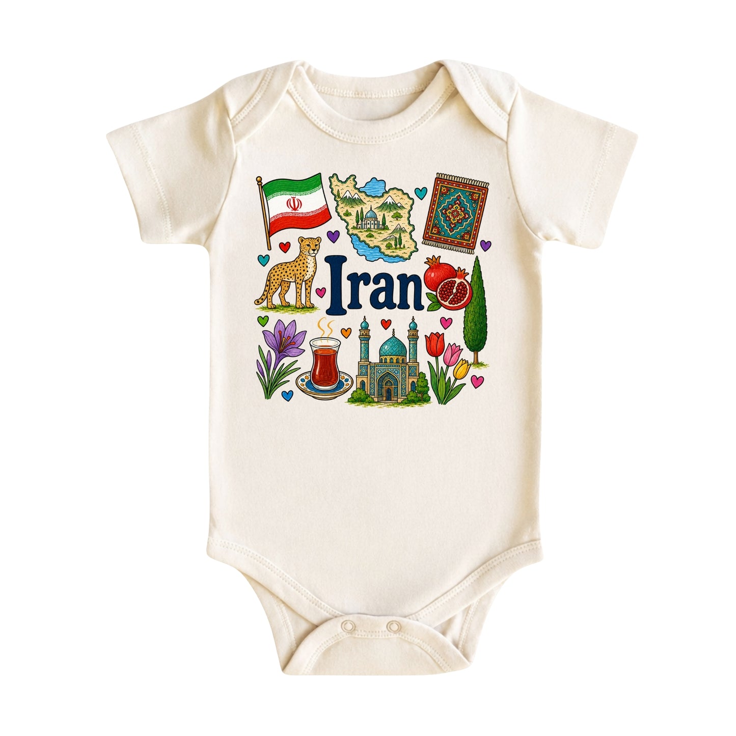 Iran Baby Bodysuit for Boys Girls