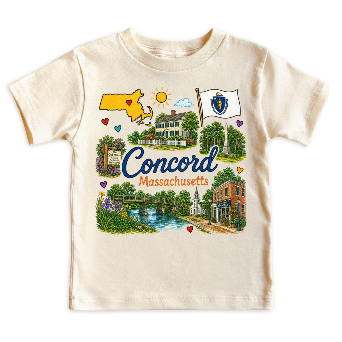 Concord Massachusetts Kids T-Shirt