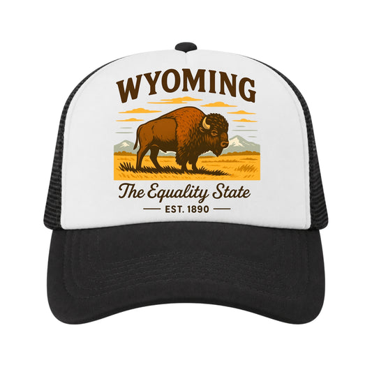 Wyoming Trucker Hat for Kids & Adults, Wyoming Road Trip Vacation Hat