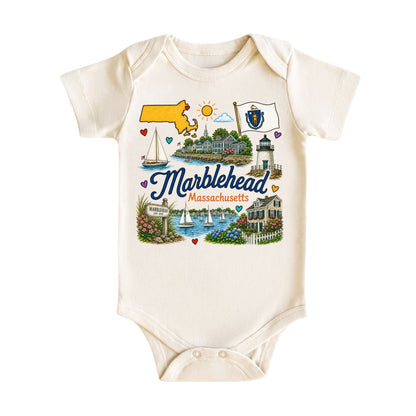 Marblehead Massachusetts Baby Bodysuit for Boys Girls