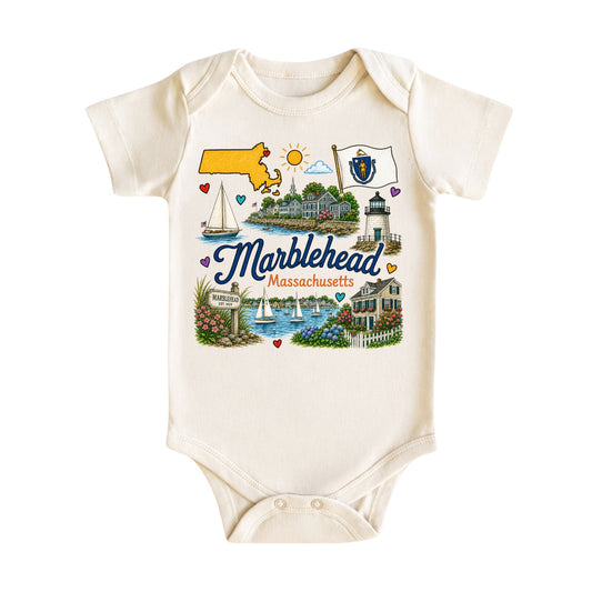 Marblehead Massachusetts Baby Bodysuit for Boys Girls