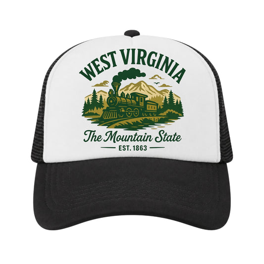 West Virginia Trucker Hat for Kids & Adults, West Virginia Road Trip Vacation Hat