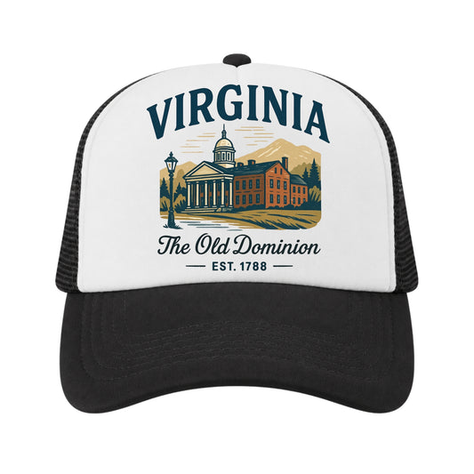 Virginia Trucker Hat for Kids & Adults, Virginia Road Trip Vacation Hat, Old Dominion Souvenir Cap
