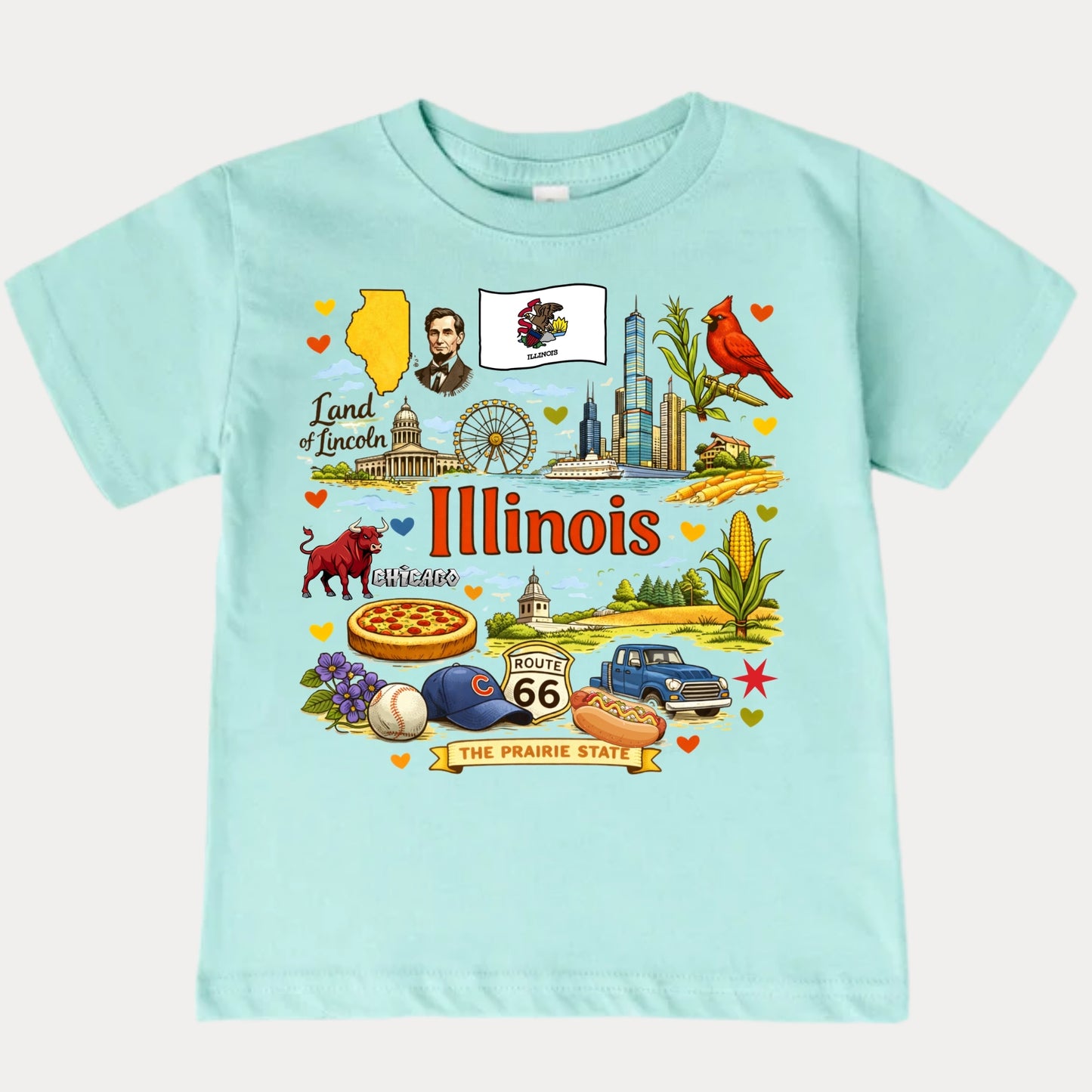 Illinois State Symbols Kids T-Shirt