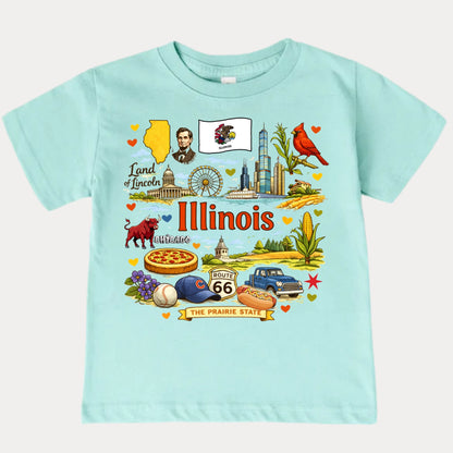 Illinois State Symbols Kids T-Shirt