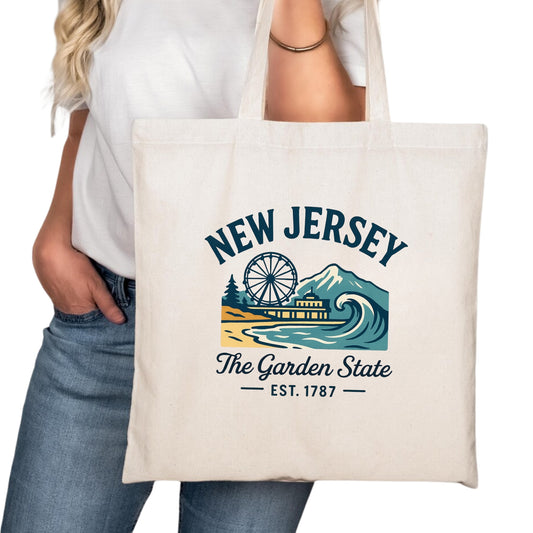 New Jersey Tote Bag, Newark Jersey City Paterson Travel Market Bag