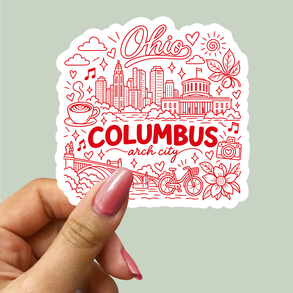 Columbus Ohio City Illustration Sticker